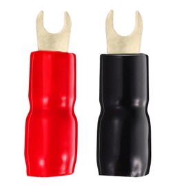 VICASKY 10 Pairs Durable Gold Plated Crimp Barrier Spades Fork Adapter Speaker 4 Gauge Wire Terminals Connectors Amp Car Audio Para Terminal Connector Barrier Spade Fork Jack Plug