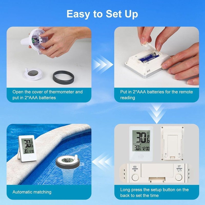 Pool Thermometer Floating, Solar Energy, Easy Read with Indoor Temperature,