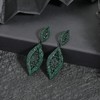 Canboer Fancy Emerald Green Rhinestone Dangle Drop Earrings Crystal Leaf