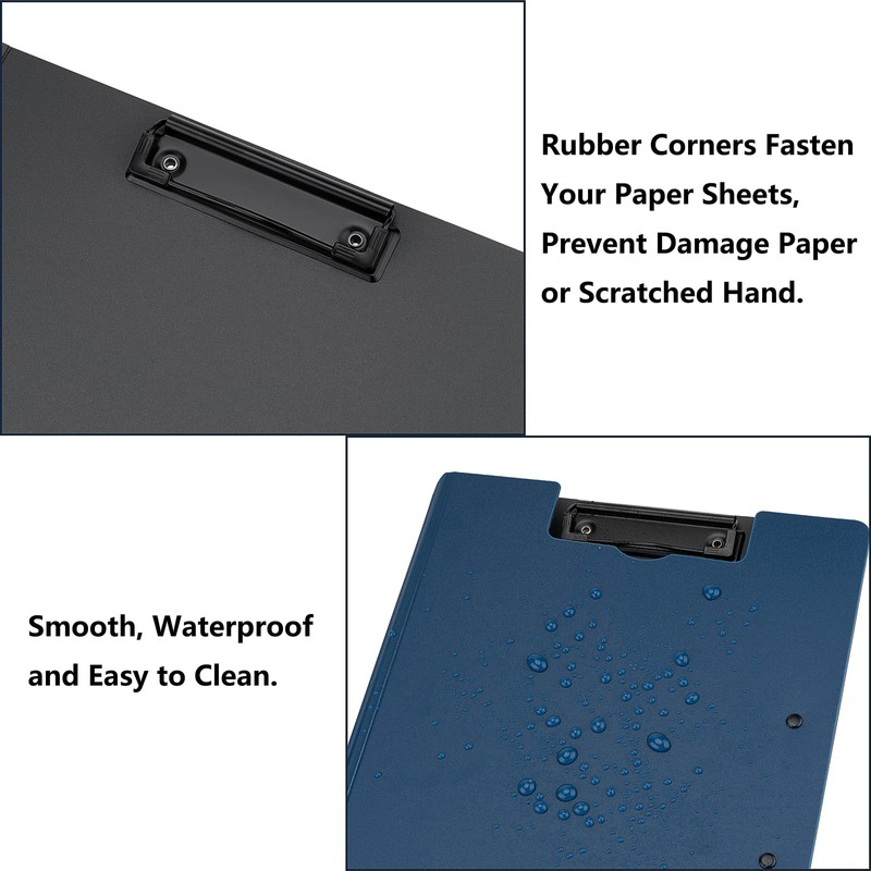 Pechor 4pcs Clipboard Folder A4 Foldover Plastic PVC Covered, Foldable