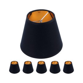 Tsnamay 6Pcs Chandelier Shade for Candelabra Bulbs, Clip Mount Shade, 3.54" X 5.9" X 4.72" Small Lamp Shades Set of 6 for Chandelier Table Lamps Hallway Lamps,Black&Gold