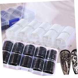 Baluue 2sets Nail Art Stickers Lace Women's Nail Decals Fingernail Transfer Storage Box Easy Apply Great for Parties Holidays Events 2box*2