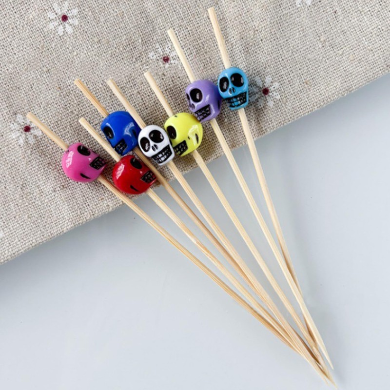 200 Pieces Skull Toothpicks Cocktail Picks Chopsticks Cocktail Picks Decorations