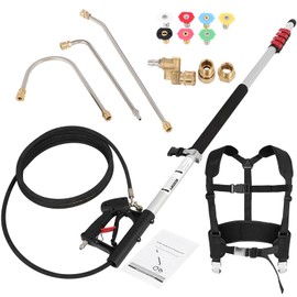 Telescoping Pressure Washer Wand 24FT, Adjustable Power Washer Extension Wand with 7 Spray Nozzles & Support Harness, 4000 PSI Washer Attachment for Gutter Cleaner