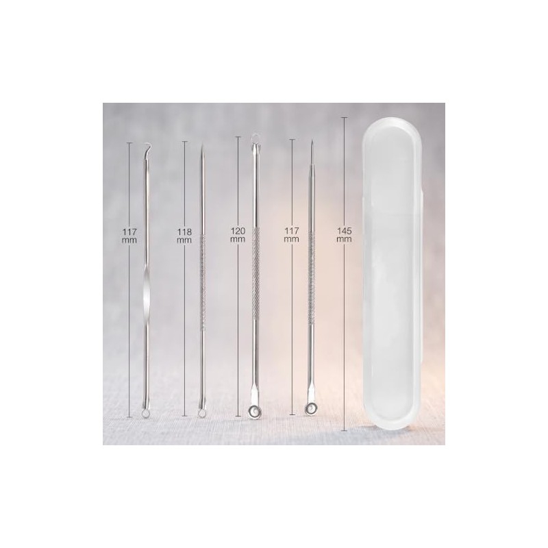 Extractor de Puntos Negros y Espinillas Acero Inoxidable con Estuche,