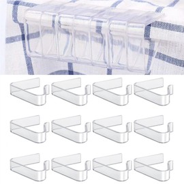 12PCS Plastic Tablecloth Clips Transparent Picnic Tablecloth Clips Table Cloth Holder Table Cover Clips for Thickness Table Christmas Home Wedding Party Indoor Outdoor Camping
