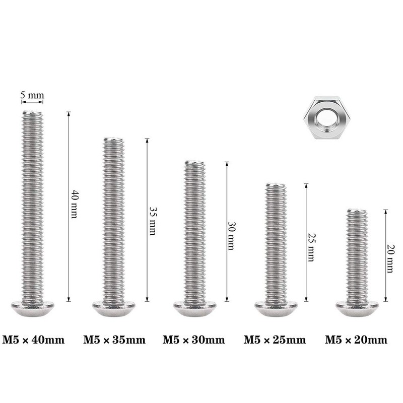 100pcs M5 x 20mm / 25mm / 30mm / 35mm