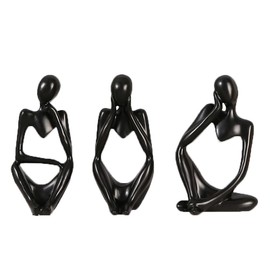 Decorative Thinker Statue, Abstract Art Sculpture, Resin Figurine for Home and Office, Great Gift Ideas Resin Statue Ornaments Collectible Figurines (Black)