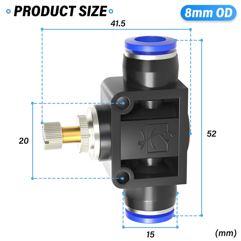 ERGAOBOY 5 Pcs 8mm OD Air Flow Control Valve with