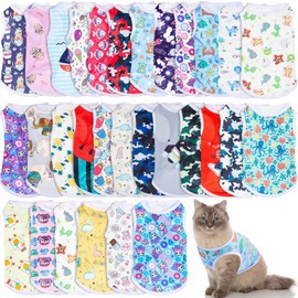 Sunnymove 30 Pcs Cat Shirts Dog Clothes Summer Sleeveless Puppy Vest Breathable Cartoon T Shirt Soft Clothing Lovely Pet Outfits for Cats Dogs Party Holiday(Small)