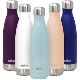 MIRA 17 Oz Stainless Steel Vacuum Insulated Water Bottle - Double Walled Cola Shape Thermos - 24 Hours Cold, 12 Hours Hot - Reusable Metal Water Bottle - Leak-Proof Sports Flask - Pearl Blue