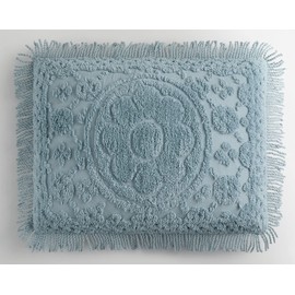 Montgomery Ward White Sham, 100% Cotton, Soft and Cozy Floral Design with Fringe, Tufted Decorative Pillow Cover (White, Standard 26" x 20")