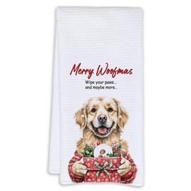 Cabana Bro Christmas Golden Retriever Hand Towels for Bathroom, Christmas Funny Golden Retriever Gifts for Women, Golden Retrievers Dish Towel for Bathroom Washroom Decor, 16x24 Inch