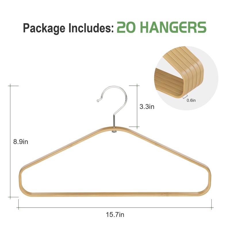 APRTAT Bamboo Hangers 20 Pack - Durable & Slim Coat