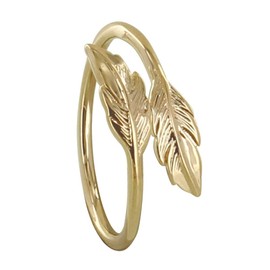 Les Poulettes Jewels - Gold Plated Ring Double Feather - Size N