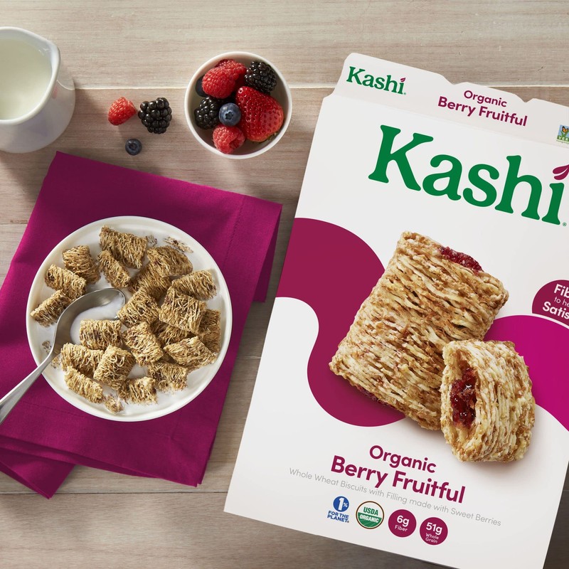 Kashi Breakfast Cereal, Vegan Protein, Organic Fiber Cereal, Berry Fruitful,