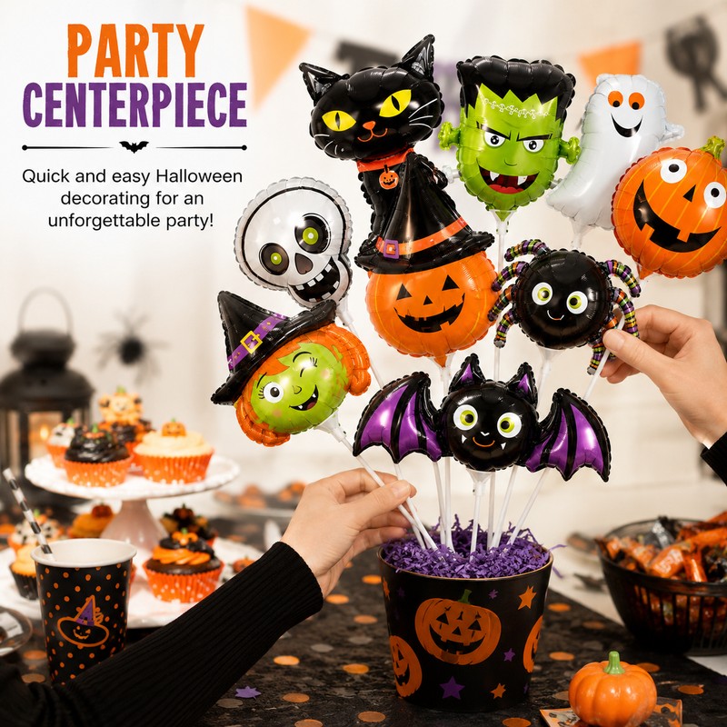 Mini Halloween Foil Balloons for Party Decor – Random Bat