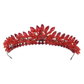 LIMELIA Handmade Crystal Stone Bridal Crown for Wedding, Prom, and Special Occasions - Elegant and Eye-Catching Design - Red, 1 Count (Pack of 1), Metal