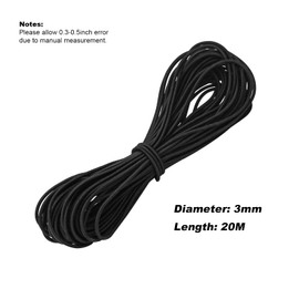 1/8" Bungee Shock Cords,65 Feet Elastic Nylon Cords Kayak Stretch String Rope for Bikes,Tie Downs,Boating,Camping,Cars,Sunshades,Fitness and Outdoor Enthusiasts (1/8 inch x 65 feet, Black)