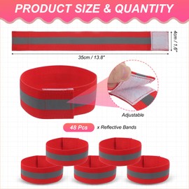 PATIKIL Reflective Bands for Wrist/Arm/Ankle/Leg, 48pcs High Visibility Reflector Bands, Safety Reflector Tape Straps for Night Running Cycling Walking Red