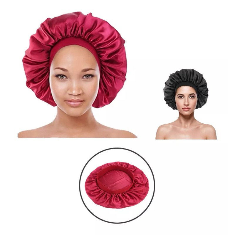 Dolores Gorro De Satén De Seda Para Dormir Sombrero,rojo,gorra Negra
