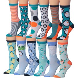 Tipi Toe Women's 12-Pairs Value Pack Lightweight Penguin Novelty Animal Patterned Socks For Women Design Socks, WC52-T1
