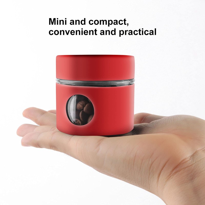 plplaaoo Coffee Canister, Mini Coffee Bean Container, Iron Glass Kitchen