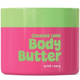 BeYoutiful Coconut Lime Body Butter for Dry Skin, Vitamin E, Coconut Oil & Shea Butter, Cruelty Free Hydrating Moisturizer for Kids & Teens, 16 oz
