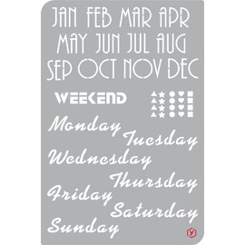 Stencil template bullet journal calendar 18 x 12 cm drawing weeks and months