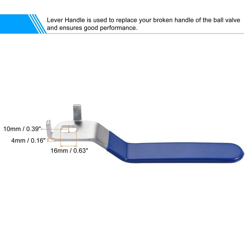 sourcing map Lever Handle Chrome Plated Iron Replacement Quarter Turner