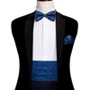 YOHOWA Blue Black Cummerbund Bow Tie for Men Floral Silk