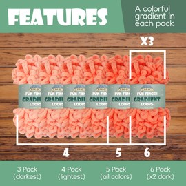 JubileeYarn Fun Finger Gradient Loops Yarn - 100g/Skein Jumbo Polyester - Ceres - 4 Skeins