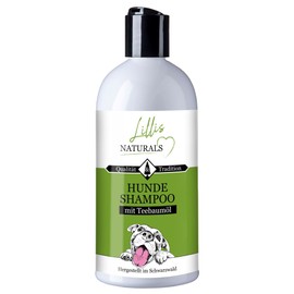 Lillis dog shampoo 500 ml with tea tree oil against unpleasant odours, helps with itching and vermin infestation, for all dog breeds, for shiny coat and nourished skin, antibacterial