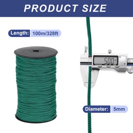 QUARKZMAN 5mm Polypropylen Seil Geflochtene Seile, 100m Nylonseil Hohlseil für Wäscheleine, Camping, Wandern, Outdoor, Tintengrün