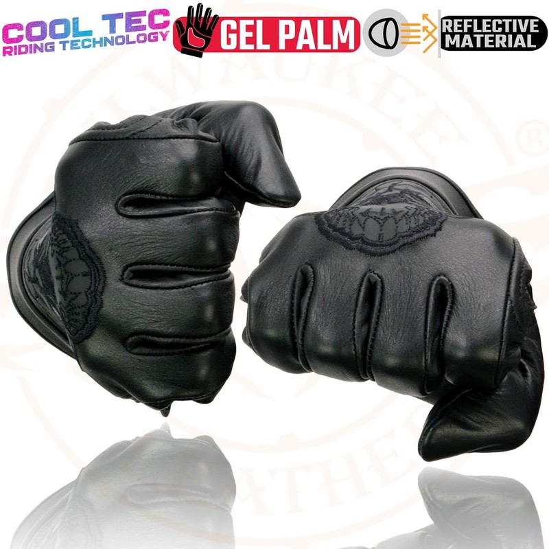 Milwaukee Leather MG7571 Men's Black ‘Col-Tec’ Leather ‘Reflective Skull’ Motorcycle