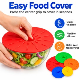 5-Piece Silicone Suction Lid Cover Set – Reusable Heat-Resistant Microwave Splatter Covers for Bowls, Plates, Pots & Food Storage