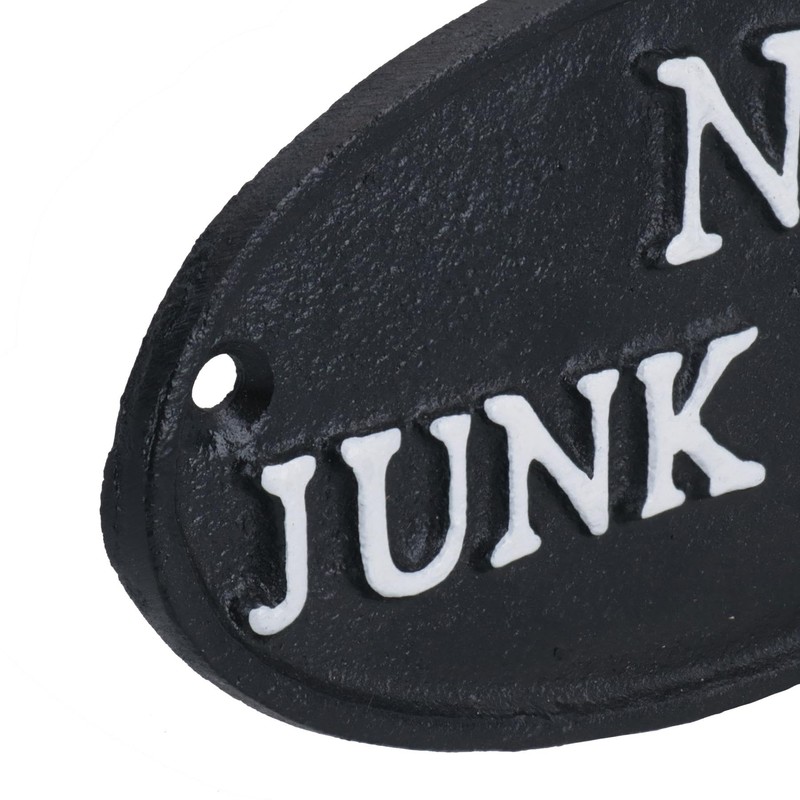 AB Tools No Junk Mail Cast Iron Sign Plaque Door