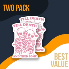 Till Death and Then Some Skull Couple Sticker - Cute Skeleton Love Sticker - Romantic Skull Art Decal - Skeleton Hugging Sticker - Durable Decorative Design for Home o - AAS0998