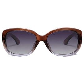 SOJOS - anteojos de sol cuadradas clásico para mujer con protección UV polarizadas, Transparente café Morado/Gradien Grey, Medio