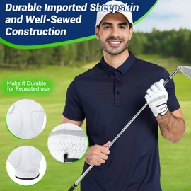 OZERO Golf Glove Left Hand: Flexible and Grip Sheepskin with Breathable Mesh for Golfer in Hot and Humid Weather Like Eagle