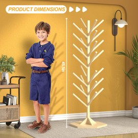 GOFEI 45.5 inch Wooden Puppet Stand - Durable Anti-Crush Wooden Puppet Tree, Holds 30 Hand Puppets, Ideal for Safe Storage and Display