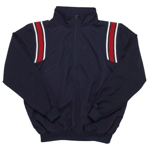 Adams USA Smitty Umpire 1/2 Zip Long Sleeve Pullover Jacket (Navy/Scarlet, Large)