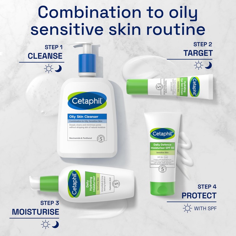 Cetaphil Oily Skin Cleanser, 236ml, Face Wash, For Combination to