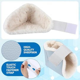 Jeere - Protector de talón para úlceras por presión, almohadilla de talón de piel de oveja, almohadillas suaves para pies, almohadillas a...