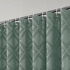 OWENIE Solid Sage Green Fabric Shower Curtain for Bathroom, Farmhouse Boho Shower Curtain- Soft Cloth & Hotel Spa Quality, Machine Washable Shower Curtain Sets with 12 Hooks, Grommets Top, 72Wx78L