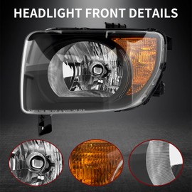 Yilight Headlight Assembly Compatible with 2003 2004 2005 2006 Honda Element Halogen Headlamp Left and Right Side Replacement w/o Bulbs (Black)
