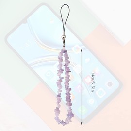 1 Pcs Beaded Charm, Crystal Wrist Strap, Lanyard Wrist Strap, Natural Gemstone Charm, Anti-Lost Handmade Crystal Phone Chain Keychain (Black)