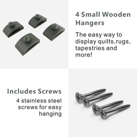 Classy Clamps Wooden Quilt Wall Hangers – 4 Large Clips (Grey) and Screws for Wall Hangings - Tapestry Hangers/Quilt Hangers for Wall hangings - Quilt Clips/Wall Clips for Hanging/Quilt Rack