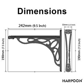 2 PCS 10 Inch Bracket Shelf Brackets Cast Iron Metal Corbels Ancient European Style Antique Brass