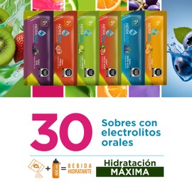 Electrolitos Sin Azucar | Bolsa 30 Sobres Mixtos en Polvo Sin Calorías Vegano y Ecológico Soluble en Agua 600 ml | Hidratación Rápida para Deporte y Actividades | HIDRA2GO